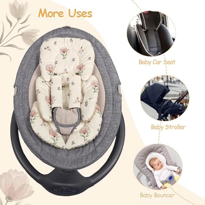 Infant Car Seat Insert with 2 Strap Pads, Super Soft Carseat Head and Body Support for Baby Boys and Girls, Reversible Newborn Car Seat Insert Cushion for Strollers, Bouncers, Swing, Simple Flowers by SWESEN - Image 7