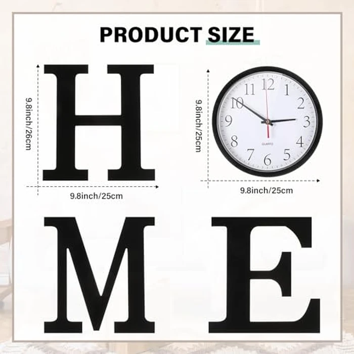 Inbagi Home Letters Sign with Wall Clock for O, Farmhouse Wall Decor Silent Non Ticking Wall Clock Home Sign Wall Art Decoration for Office Home Dining Room Living Room Housewarming Gifts by Inbagi - Image 2