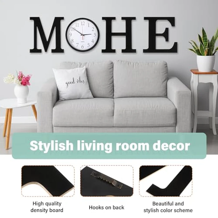 Inbagi Home Letters Sign with Wall Clock for O, Farmhouse Wall Decor Silent Non Ticking Wall Clock Home Sign Wall Art Decoration for Office Home Dining Room Living Room Housewarming Gifts by Inbagi - Image 4