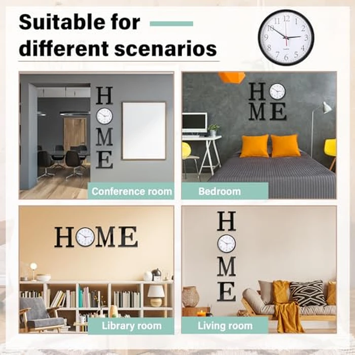 Inbagi Home Letters Sign with Wall Clock for O, Farmhouse Wall Decor Silent Non Ticking Wall Clock Home Sign Wall Art Decoration for Office Home Dining Room Living Room Housewarming Gifts by Inbagi - Image 6