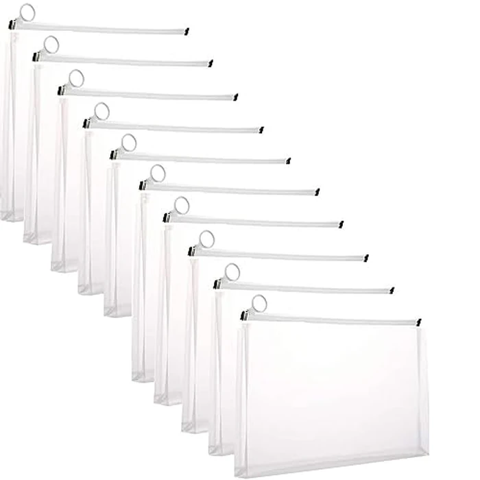 10Packs A5 Zipper Plastic Envelopes,A5 Expanding File Wallet Document Folder A5 Clear Zip Plastic File Document Paper Holder,A5 Waterproof Zipper Pouch Pencil Bags for School & Office (10 Packs) by ＲＵＥＩＵＲＩ - Image 1