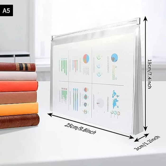 10Packs A5 Zipper Plastic Envelopes,A5 Expanding File Wallet Document Folder A5 Clear Zip Plastic File Document Paper Holder,A5 Waterproof Zipper Pouch Pencil Bags for School & Office (10 Packs) by ＲＵＥＩＵＲＩ - Image 2