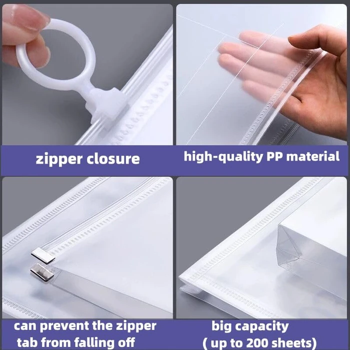 10Packs A5 Zipper Plastic Envelopes,A5 Expanding File Wallet Document Folder A5 Clear Zip Plastic File Document Paper Holder,A5 Waterproof Zipper Pouch Pencil Bags for School & Office (10 Packs) by ＲＵＥＩＵＲＩ - Image 6
