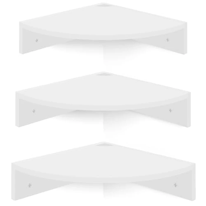 Homode Floating Corner Shelves, Set of 3 Wood Corner Wall Shelves with Wire Hole, 12 Inch Deep Hanging Corner Display Shelf for Living Room, Kitchen, Bedroom, White by Homode - Used - Acceptable condition - CA$26.49