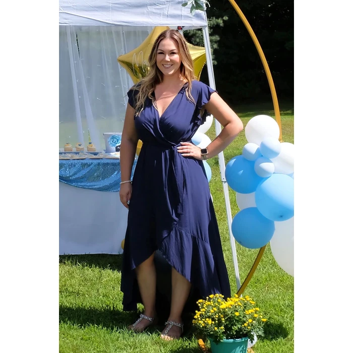 GRECERELLE Women's Summer Casual Cross V Neck Dress Bohemian Flowy Long Maxi Dress Navy Blue-Small by GRECERELLE - Image 2