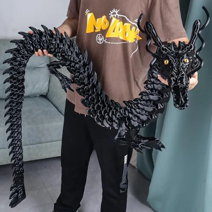 critigulf 3D Printed Dragon Model, 82 Inches 2.1 Meters, Flexible Joints, Lacertid Figurine, Stress Relief Toy(82inch-Black) by critigulf - Used - Very Good condition - US$122.25