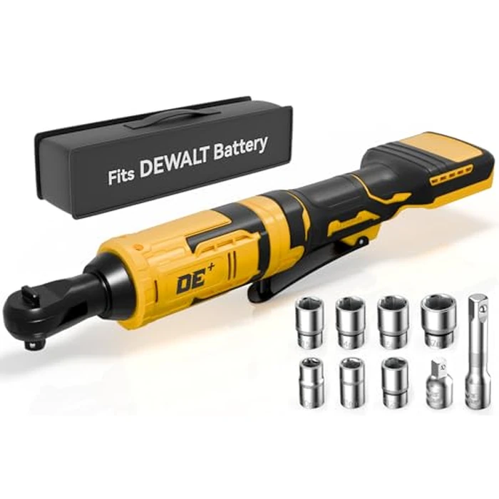 APEXPOWER 3/8 Inch Cordless Ratchet Wrench for DEWALT 20V Battery, 88Ft-Lbs, 0-400RPM, Electric Wrench Ratchet w/Variable Speed Trigger, Reinforced Head, R&F Switch, 7 Sockets,3/8" to 1/4" Adapter by APEXPOWER - Used - Very Good condition - US$55.28