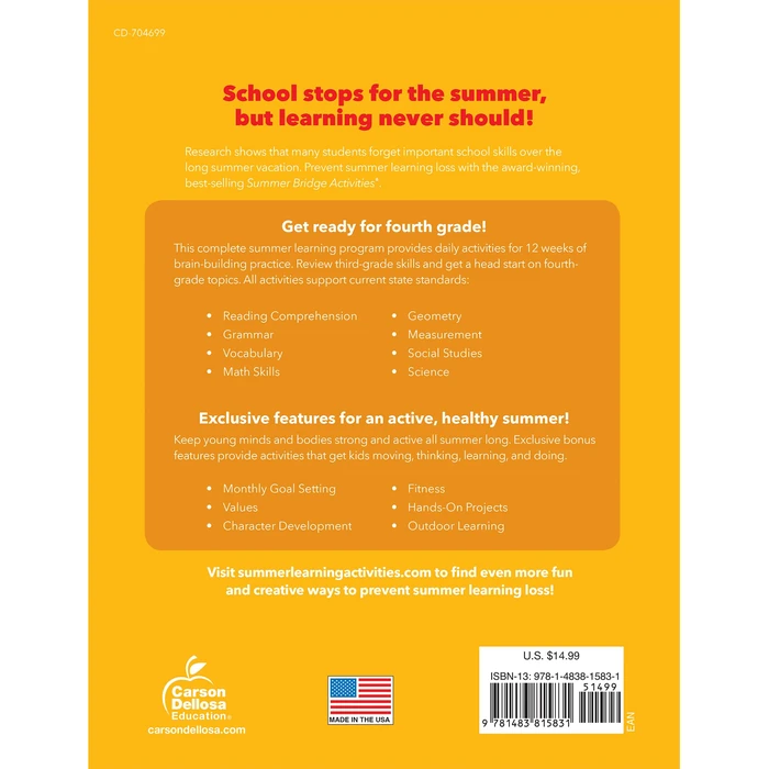 Summer Bridge Activities 3rd to 4th Grade Workbook, Activity Book with Math, Reading Comprehension, Science, Fitness, Social Studies, Writing Practice, and Flash Cards (Volume 5) by Summer Bridge Activities - Image 2
