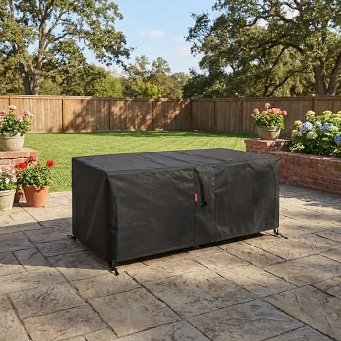 SheeChung Fire Pit Cover Rectangular 50"L x 25"W x 24"H,Waterproof,Heavy Duty 600D Polyester Outdoor Fire Pit Table Covers,Tear Resistant,Patio Deck Box Storage Cover by SheeChung - Image 4