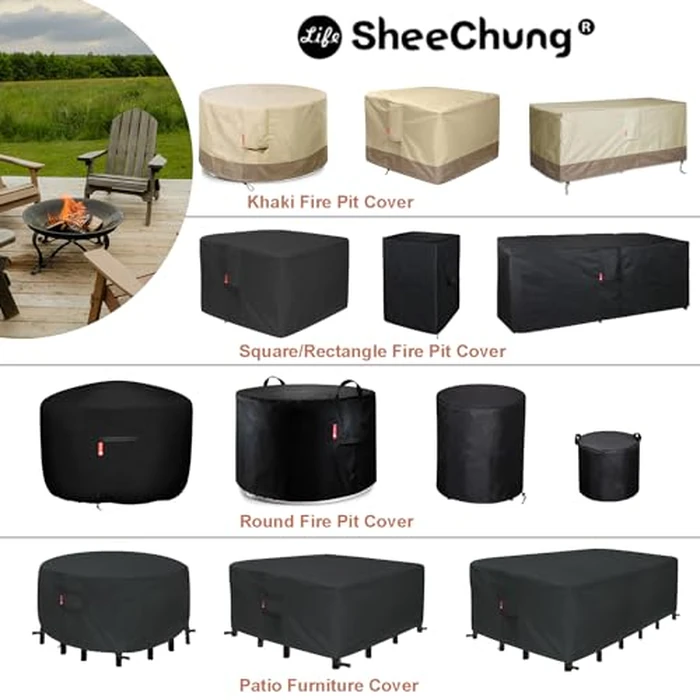 SheeChung Fire Pit Cover Rectangular 50"L x 25"W x 24"H,Waterproof,Heavy Duty 600D Polyester Outdoor Fire Pit Table Covers,Tear Resistant,Patio Deck Box Storage Cover by SheeChung - Image 9