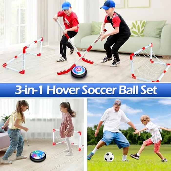 Helsort Hover Soccer Ball Set, Hover Hockey Set for Kids, Air Floating Soccer Toys Hockey Ball with Led Light, Indoor Outdoor Sports Toys & Games, Christmas Birthday Gifts for 3-12 Years Boy Girl by Helsort - Image 6