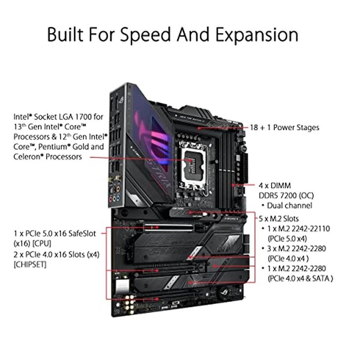 ASUS ROG Strix Z790-E Gaming WiFi 6E LGA 1700(Intel 14th,13th&12th Gen) ATX gaming motherboard(PCIe 5.0, DDR5,18+1 power stages,2.5 Gb LAN,Thunderbolt 4,5xM.2, 1xPCIe 5.0 M.2,Front panel USB 3.2 port) by ASUS - Image 3