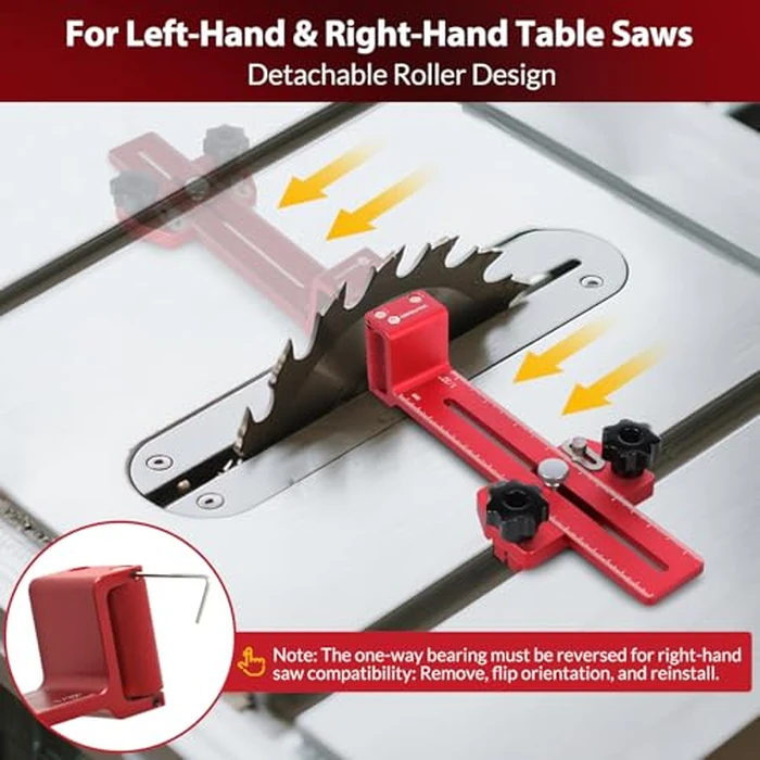Thin Rip Jig Safety One Way Roller Bearing Table Saw Jig Guide for Repetitive Narrow Strip Cuts, Fits 3/8" x 3/4" T Slot & U Slot, 1/4" x 3/8" T-Slot, Works with Table Saw, Band Saw & Router Table by Gohelper - Image 6