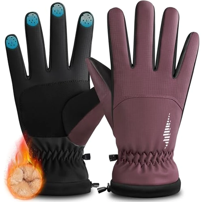 rivmount Winter Waterproof Ski Snow Warm Gloves Women Men, Windproof Cold Weather Thermal with Touchscreen Fingers, for Running Driving Cycling Hiking Biking Outdoor Sports Daily Work (Purple, L) by rivmount - Used - Like New condition - US$16.70