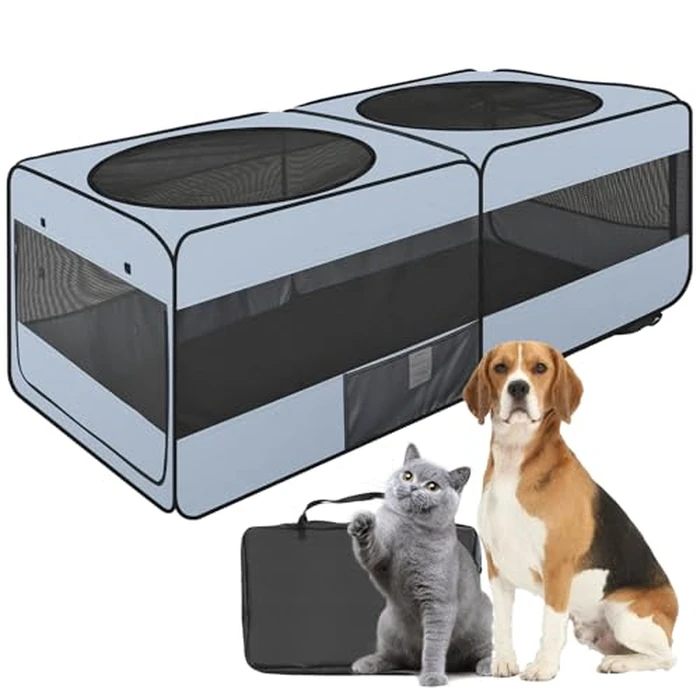 2-in-1 Dog Playpen, 73''Pop Up Cat Puppy Pet Playpen Indoor/Outdoor Cats Enclosed, Cat Dog Tent Crate Cage Kennel, Portable Playpen for Kitten, Small Animals Play Pen(No Divider, Unified Space) by EighteenTek - Image 1