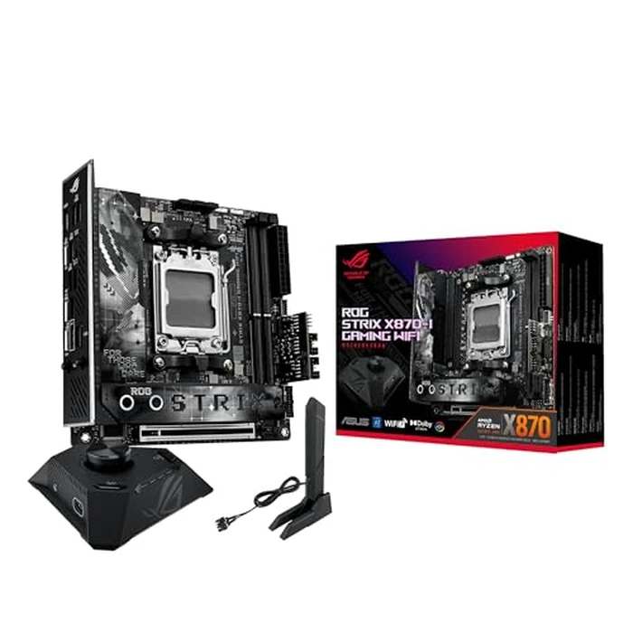 ASUS ROG Strix X870-I Gaming WiFi AMD X870 AM5 DDR5 8400 HDMI 2xUSB4 2X M2 USB3.2 WiFi 7 + BT Aura RGB 2.5Gbit LAN Mini ITX 10+2+1 Power Stages, Dual USB4, ROG Strix HIVE II Motherboard by Asus - Used - Acceptable condition