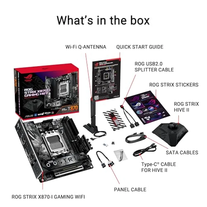 ASUS ROG Strix X870-I Gaming WiFi AMD X870 AM5 DDR5 8400 HDMI 2xUSB4 2X M2 USB3.2 WiFi 7 + BT Aura RGB 2.5Gbit LAN Mini ITX 10+2+1 Power Stages, Dual USB4, ROG Strix HIVE II Motherboard by Asus - Image 6