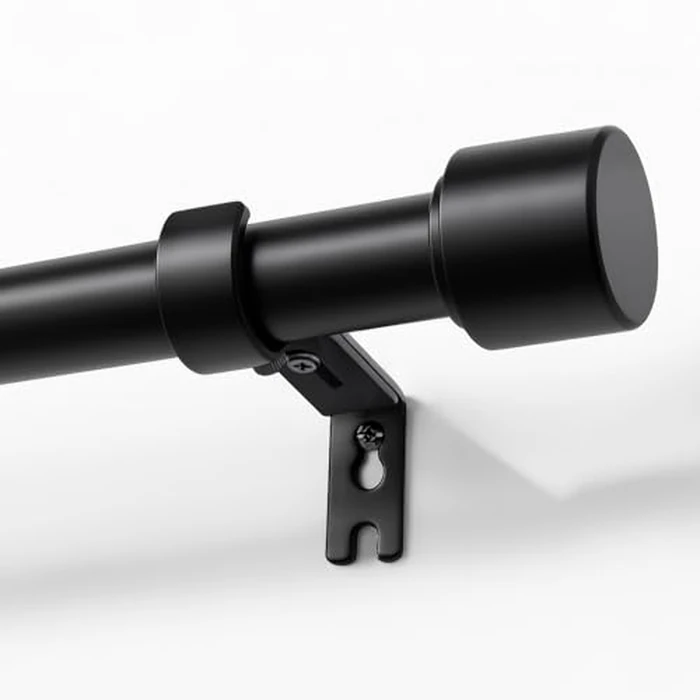 Joydeco Black Curtain Rods for Windows 32 to 168 Inch, 1 Inch Heavy Duty Adjustable Drapery Rod with Brackets for Outdoor Patio, Living Room, Bedroom, Kitchen by Joydeco - Used - Like New condition - CA$30.68