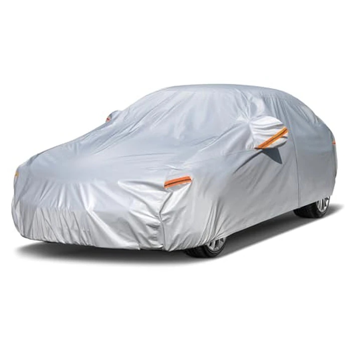 Kayme 6 Layers Car Cover Waterproof All Weather for Automobiles, Outdoor Full Cover Rain Sun UV Protection with Zipper Cotton, Size A2 3XL Universal Fit for Sedan (186-193 inch) by kayme - Used - Like New condition