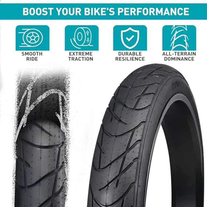 BALINGE E Bike Fat tire 26 x 3 Fat tire Heavy Duty High-Performance Wear-Resistant E-Bike Mountain Snow Bike Tire with Tubes，2pack，Black (2Tires 2 Tubes 2 Levers, 26" x 3") by BALINGE - Image 3