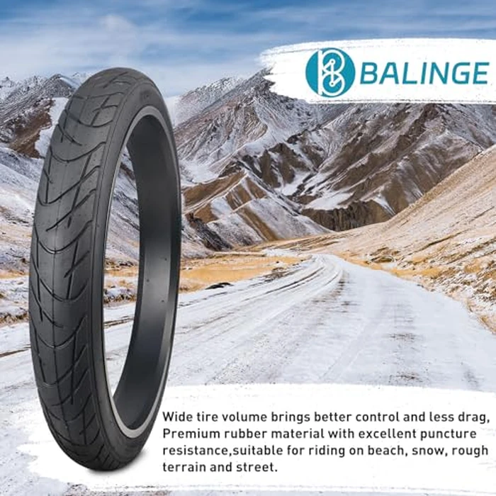 BALINGE E Bike Fat tire 26 x 3 Fat tire Heavy Duty High-Performance Wear-Resistant E-Bike Mountain Snow Bike Tire with Tubes，2pack，Black (2Tires 2 Tubes 2 Levers, 26" x 3") by BALINGE - Image 5