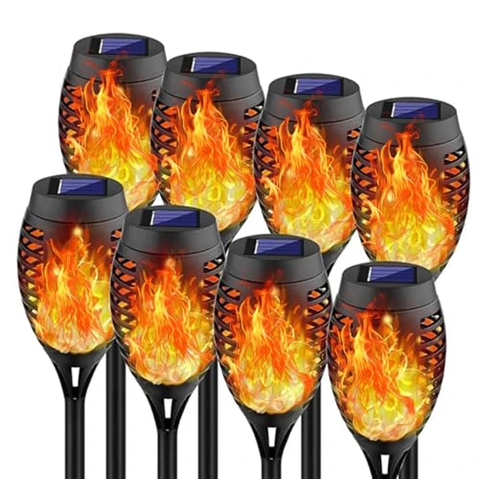 Swingers Solar Lights Outdoor,Solar Torch Lights with Flickering Flame,Waterproof Outdoor Garden Lights for Outside Patio Pathway Yard Decorations(8, Yellow) by Swingers - Used - Good condition