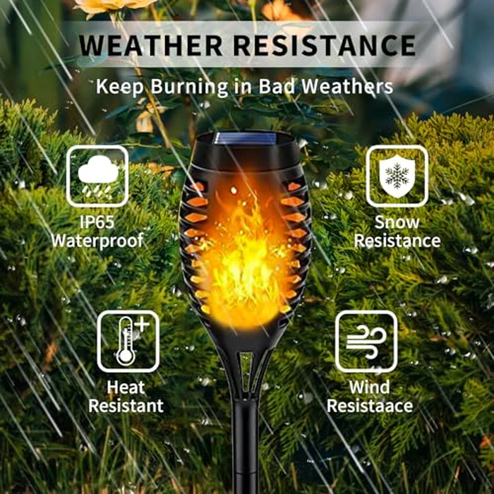Swingers Solar Lights Outdoor,Solar Torch Lights with Flickering Flame,Waterproof Outdoor Garden Lights for Outside Patio Pathway Yard Decorations(8, Yellow) by Swingers - Image 4