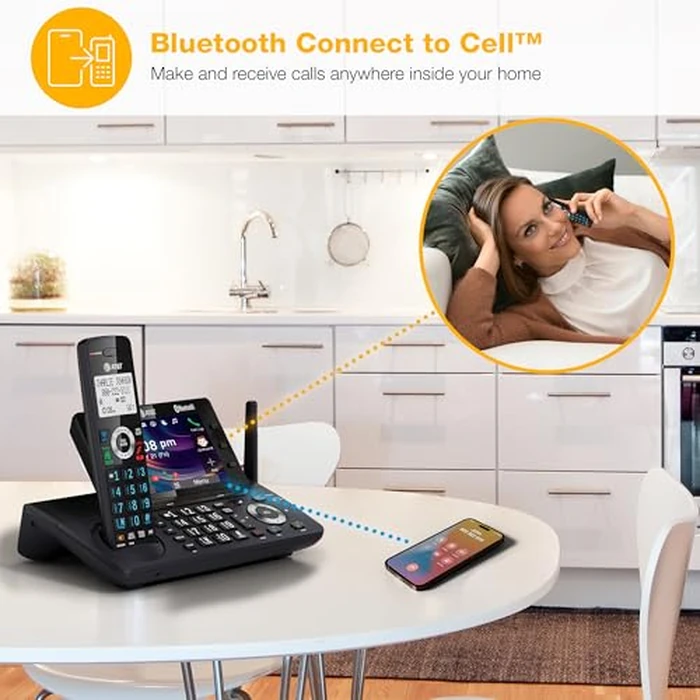 AT&T 1-Handset DECT 6.0 Bluetooth Cordless Phone for Home and Business with Answering Machine, Smart Call Blocking, 5" Large Color Display, Caller ID, Shortcut, Intercom and Connect to Cell: DLP73190 by AT&T - Image 4