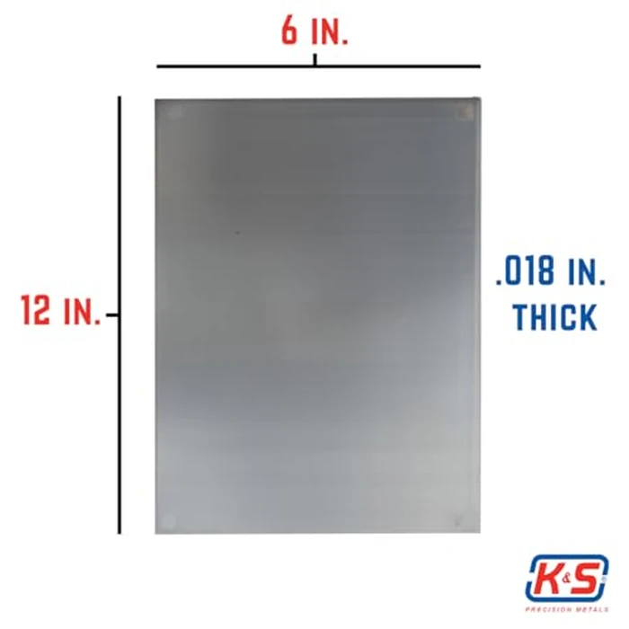 K&S Precision Metals Stainless Steel Sheet 87183 - 0.018" Thick x 6" Wide x 12" Long - DIY Crafts, Automotive, Furniture, Made in USA, 1 Sheet by K & S Precision Metals - Image 2