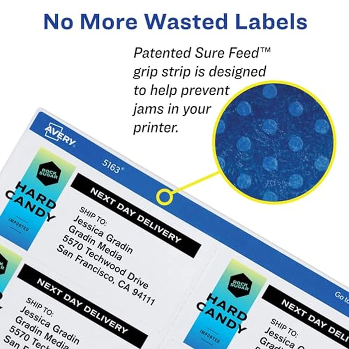 Avery Printable Shipping Labels with Sure Feed, 3-1/3" x 4", White, 600 Blank Mailing Labels for Laser Printers (5164) by Avery - Image 2