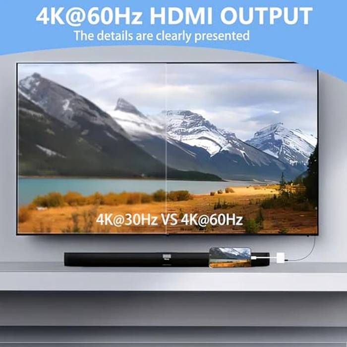 Kinhaly USB C to HDMI for TV, 4K@60Hz Type C to HDMI Adapter with Charging Port, iPhone to Hdmi to USB C Adapter Compatible for iPhone 16/15 Series/iPad Pro/Galaxy/MacBook Pro to HDTV Projector by Kinhaly - Image 4