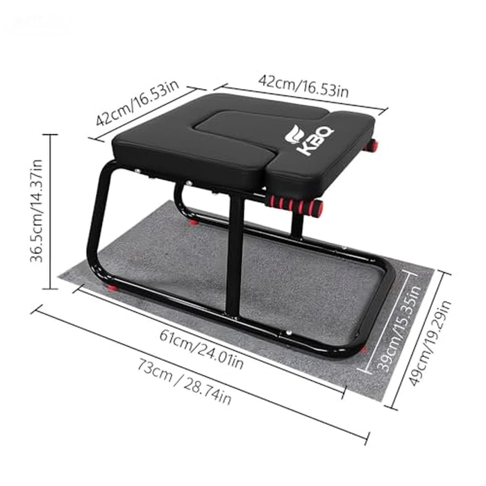 KBQ Yoga Headstand Bench, Yoga Inversion Chair, Headstand Trainer - U-Shaped Stool with 400LB Capacity, Double Armrest, Non-Slip Fitness Aid, Thick Breathable Mat, Home & Gym Stability Stool (Black) by PEENHO - Image 9