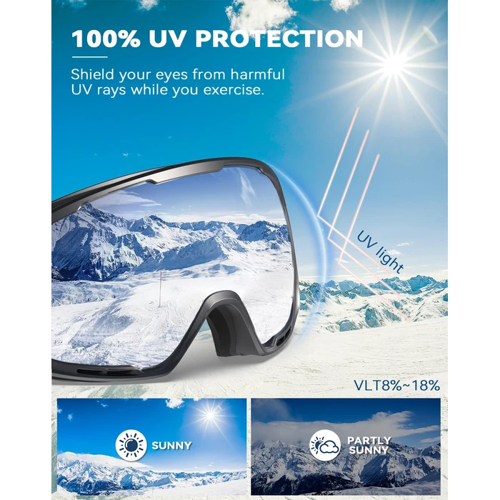 BEACOOL Ski Goggles for Men Women Sphere Snow Snowboard Goggle with 3X Anti-Fog UV400 Protection for skiing Snowmobile by BEACOOL - Image 3