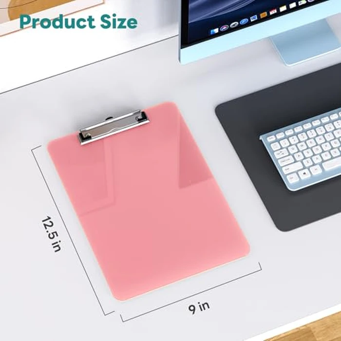 Juvealoe A4 Plastic Clipboard Set of 8, 8.5 x 11 Pink Colored Clip Boards with Low Profile Clip, Letter Size for Classroom, Teacher, Students, School & Office Supplies by Juvealoe - Image 6