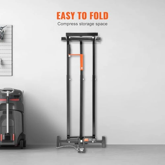 VEVOR Ride on Lawn Mower Lift Jack, 880 Lbs Weight Capacity, Telescopic Maintenance Jack with Crank Handle & Power Tool Handle, Foldable Lawn Tractor Lifter for Lawn Mowers and Garden Tractors, Black by VEVOR - Image 5