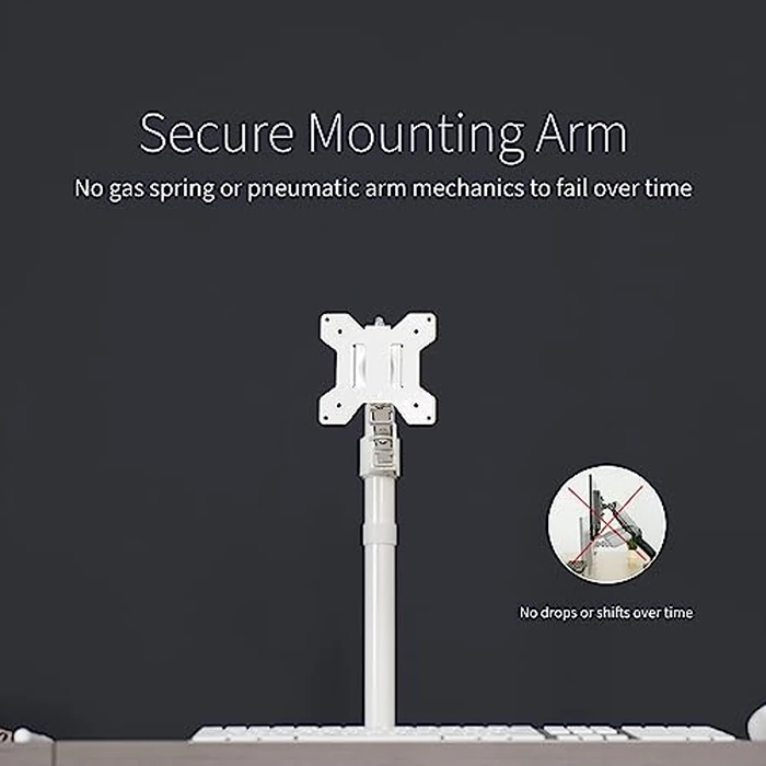 VIVO Single Monitor Arm Desk Mount, Holds Screens up to 32 inch Regular and 38 inch Ultrawide, Fully Adjustable Stand with C-Clamp and Grommet Base, VESA 75x75mm or 100x100mm, White, STAND-V001W by VIVO - Image 7