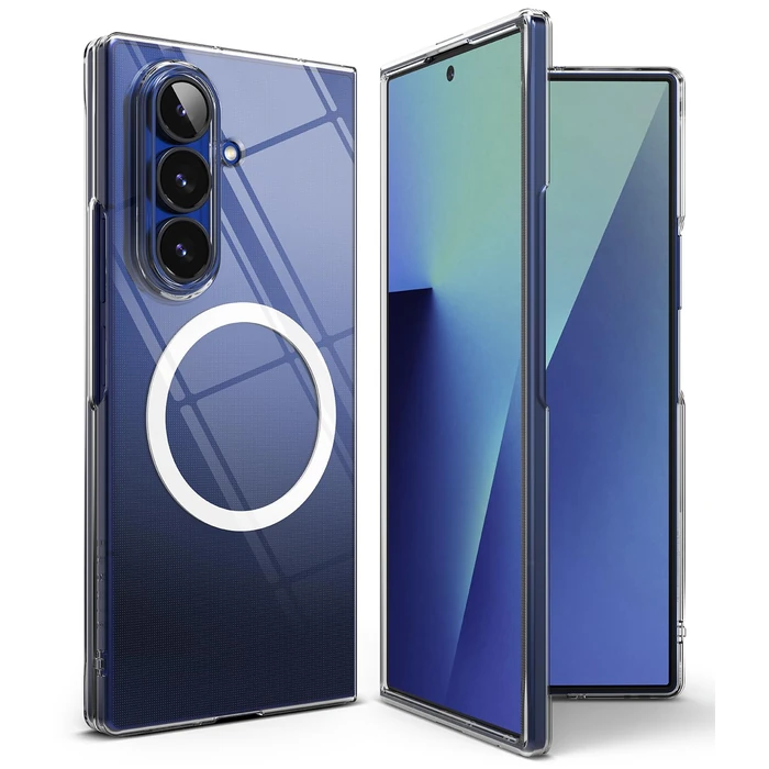 Ringke Slim Magnetic [Anti-Yellowing] for Samsung Galaxy Z Fold 7 Case, Transparent Hard PC Snug Fit Sleek Protective Phone Cover Compatible with MagSafe Charging/Accessories - Clear by Ringke - Used - Acceptable condition