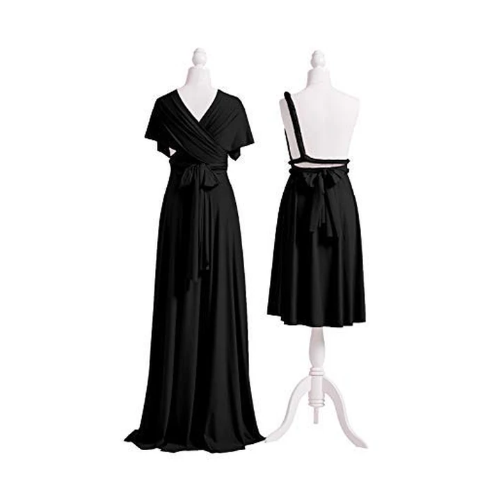 Women's Vintage Deep-V Neck one Shoulder Sleeveless Bridesmaid Evening Party Prom Gown Dresses Black by 72styles - Image 10