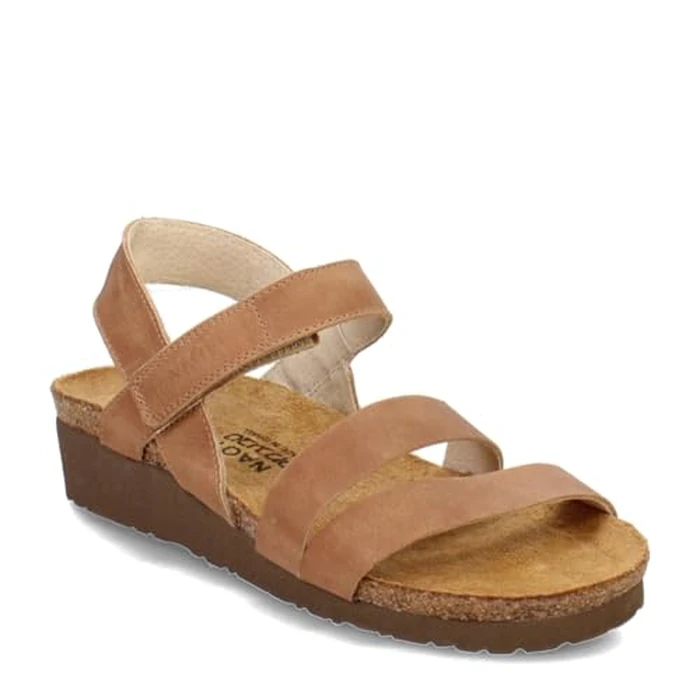 NAOT Kayla Women's Sandals - 3-Strap Support with Backstrap, Cork-Latex Footbed, Arch Support - Comfortable for All-Day Walking Latte Brown Leather 8-8.5 N-M US by NAOT - Used - Like New condition