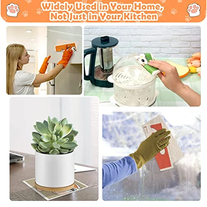 Lucomb Swedish Dish Cloths for Kitchen, 8 Pack Reusable Cleaning Cloth Absorbent Kitchen Towels No Odor Fast Drying for Home Wipes Dish Washing (Cute Cat) by Lucomb - Image 6