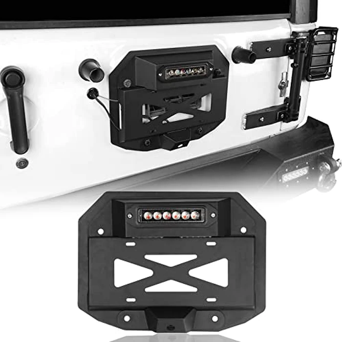 u-Box JK Spare Tire Delete License Plate Relocation Kit w/ 2x Plate Illuminate Light & Third Brake Light for Jeep Wrangler JK 2007-2018 & Unlimited by u-Box - Image 1
