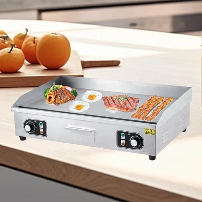 22 in Commercial Electric Griddle, 3000 w Countertop Flat Top Grill, Non-Stick Stainless Steel Teppanyaki Grill with Adjustable Temperature Control 122 degreesf-572 degreesf, Restaurant Kitchen (No Plug) by Garvee - Image 2