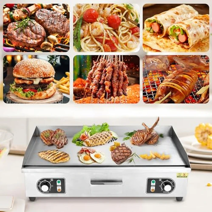 22 in Commercial Electric Griddle, 3000 w Countertop Flat Top Grill, Non-Stick Stainless Steel Teppanyaki Grill with Adjustable Temperature Control 122 degreesf-572 degreesf, Restaurant Kitchen (No Plug) by Garvee - Image 5