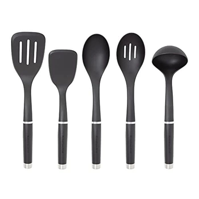 KitchenAid - Kitchen Utensils Set, 5-Piece Set Includes Ladle, Slotted Spoon, Basting Spoon, Short Tuner, and Slotted Turner by KitchenAid - Used - Very Good condition - CA$23.63
