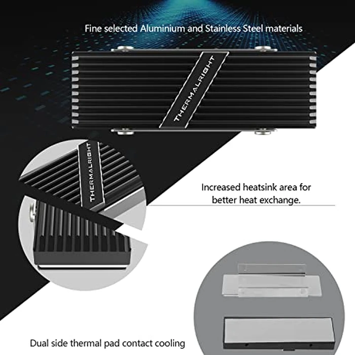 Thermalright TR-M.2 2280 Type A B 2280 Heatsink Cooler for SSD Cooling M.2 2280 Heatsink Cooling, with 2 Thermal Conductivity, Desktop High Performance SSD Cooler, Computer 2280 Cooler Black by Thermalright - Image 3