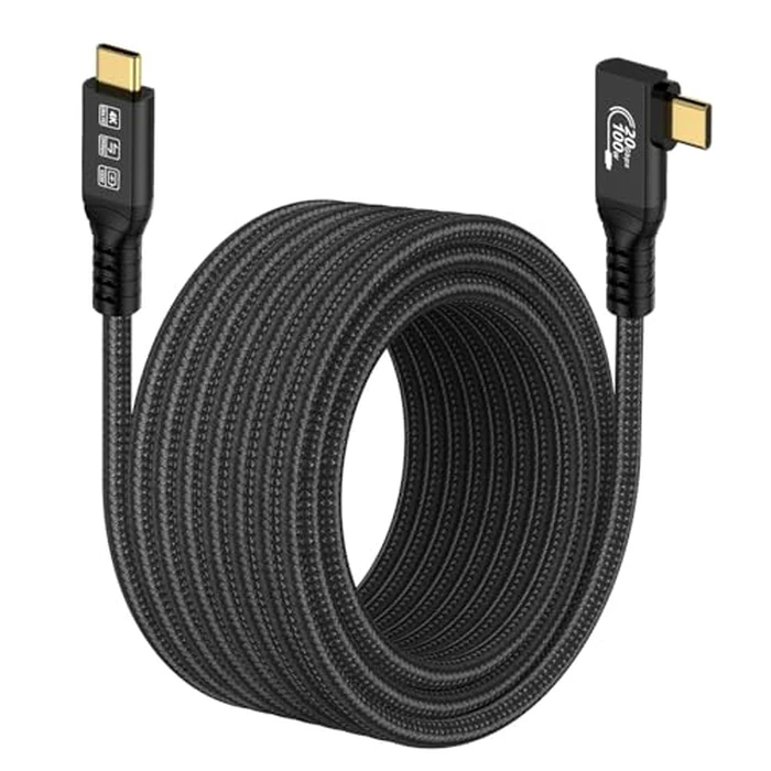 CHENLENIC 16.5FT 20Gbps USB C 3.2 Gen 2 Cable, 5M 90Degree Type C 4K@60Hz UHD Video 5A/240W PD3.0 Fast Charge Cord w/E-Marker Compatible with Thunderbolt 3/4 MacBook Monitor by CHENLENIC - Used - Like New condition - US$24.99