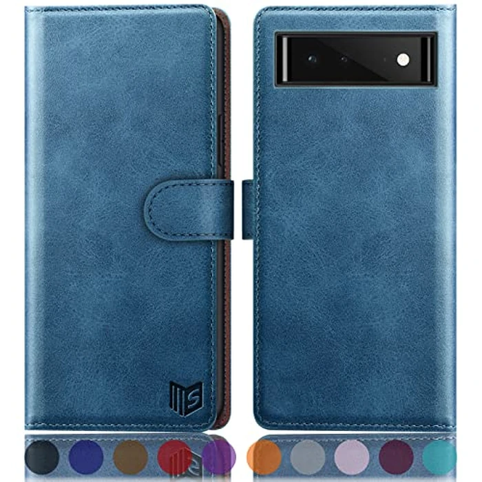 SUANPOT for Google Pixel 6 5G RFID Blocking Wallet case Credit Card Holder,Flip Book PU Leather Phone case Shockproof Cover Cellphone Women Men for Google Pixel 6 5G case Wallet (Sky Blue) by SUANPOT - Used - Acceptable condition - CA$4.69