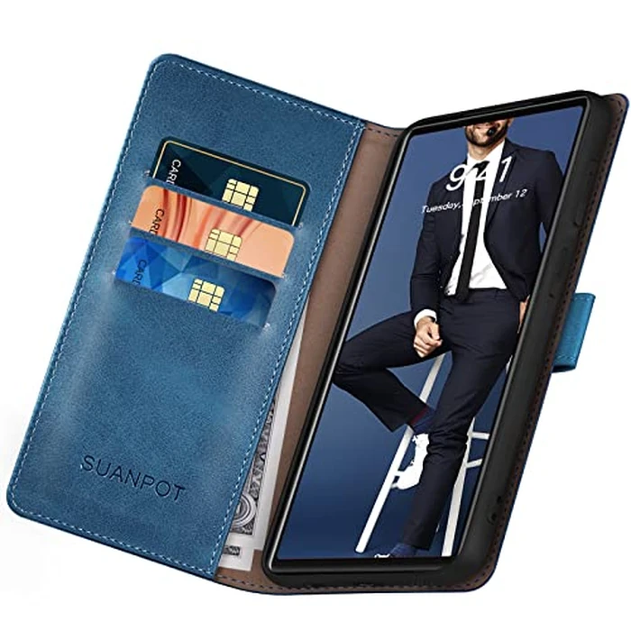 SUANPOT for Google Pixel 6 5G RFID Blocking Wallet case Credit Card Holder,Flip Book PU Leather Phone case Shockproof Cover Cellphone Women Men for Google Pixel 6 5G case Wallet (Sky Blue) by SUANPOT - Image 4