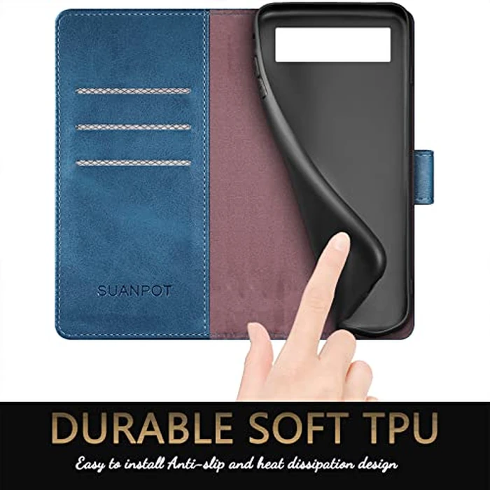 SUANPOT for Google Pixel 6 5G RFID Blocking Wallet case Credit Card Holder,Flip Book PU Leather Phone case Shockproof Cover Cellphone Women Men for Google Pixel 6 5G case Wallet (Sky Blue) by SUANPOT - Image 5