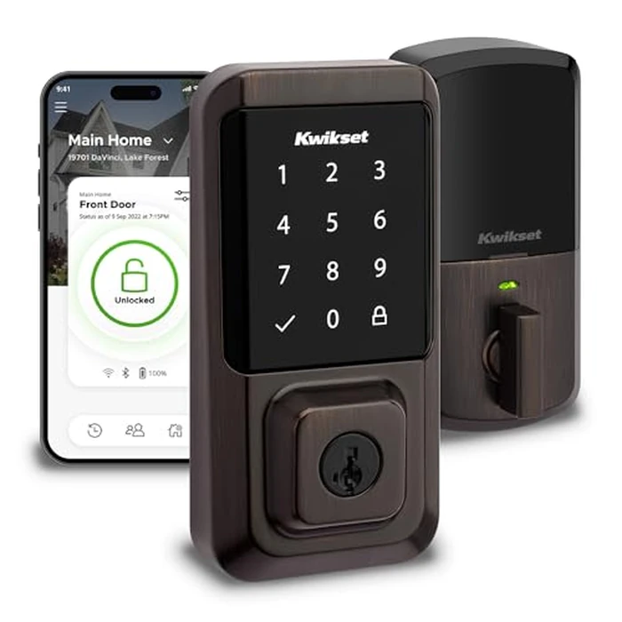 Kwikset Halo Wi-Fi Smart Lock, Keyless Entry Front Door Touchscreen Deadbolt, App Control, Grade AAA Certified, Easy Install No Hub, Venetian Bronze Finish by Kwikset - Used - Acceptable condition - US$120.70